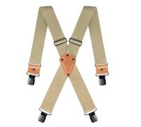 Dickies Industrial Strength Suspenders - Men's Wide Adjustable Thick Strap Clips for Work Heavy Duty Pants, Khaki, One sizee