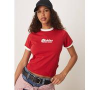 DICKIES Maglietta 'LEWISTOWN' rosso rubino / bianco, Taglia XS