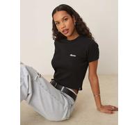 Dickies - Lewistown - T-shirt mini taglio lungo nera con logo ricamato-Nero S