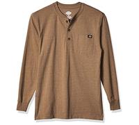 Dickies Long Sleeve Heavyweight Henley Maglietta a Maniche Lunghe Senza Collo, Brown Duck Single Dye Heather, S Uomo