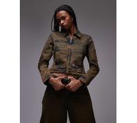 Dickies - Loose Wave - Giacca di jeans slim fit blu indaco con lavaggio marrone XL