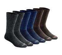 Dickies Men's Big & Tall Dri-tech Moisture Control Crew Socks Multipack, Grey/Blue/Brown (6 Pairs), Shoe Size: 15-17