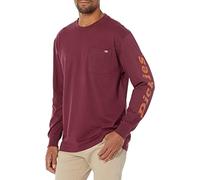 Dickies Men's Big & Tall Long Sleeve Wordmark Graphic T-Shirt, Burgundy, 3X - NU