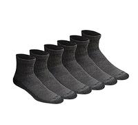 Dickies Men's Dri-tech Moisture Control Quarter Socks Multipack, Charcoal (6 Pair), Shoe Size: 6-12