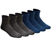 Dickies Men's Dri-tech Moisture Control Quarter Socks Multipack, Mixed Denim (6 Pairs), Shoe Size: 15-17