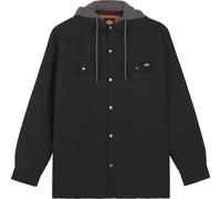 Dickies Men's Fleece Hooded Duck Shirt Jacket with Hydroshield, Black, MD