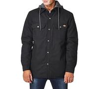 Dickies Men's Fleece Hooded Duck Shirt Jacket with Hydroshield, Black, MD - NUOV
