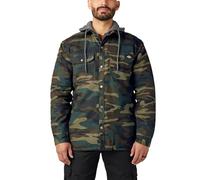 Dickies Men's Fleece Hooded Duck Shirt Jacket with Hydroshield, Hunter Green Camo, X-Large