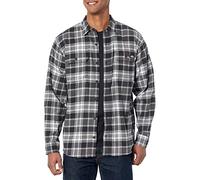 Dickies Men's Flex Long Sleeve Flannel Shirt, Black/Charcoal/White Multi Windowpane, Small