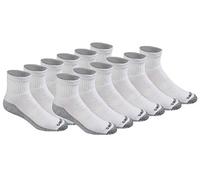 Dickies Men's Multi-Pack Dri-tech Moisture Control Quarter Socks, White (6, Shoe 6-12 Size: 10-13)