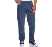 Dickies Men's Relaxed Fit Double Knee Work Horse Jean, Stone Washed Indigo Blue, 32x30