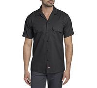 Dickies Men's Short-Sleeve Flex Work Shirt Slim Fit, Black, M
