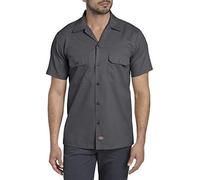 Dickies Men's Short-Sleeve Flex Work Shirt Slim Fit, Charcoal, L