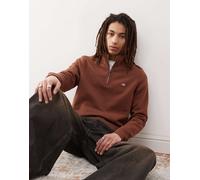 Dickies - Oakport - Maglione marrone cappuccino con zip corta e logo piccolo M