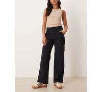 Dickies - Pantaloni a fondo ampio in tela neri con ginocchia doppiate-Nero W26 L32