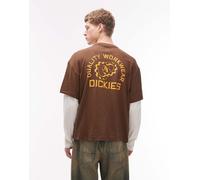 Dickies - Payson - Maglietta a maniche lunghe marrone a doppio strato XS