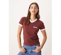 Dickies - Slayden - T-shirt baby bordeaux taglio lungo con bordi a contrasto-Rosso XL