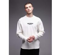 Dickies - T-shirt a maniche lunghe bianco sporco lavorata a nido d'ape con logo al centro 2XL