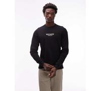Dickies - T-shirt a maniche lunghe lavorata a nido d'ape nera con logo al centro-Nero XS