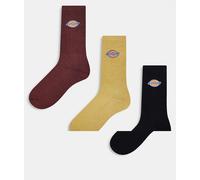 Dickies - Valley Grove - Confezione multipack da 3 paia di calzini nei toni della terra-Rosso 35-38