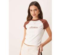 Dickies - Western Rope - T-shirt baby bianco sporco e marrone cappuccino con maniche raglan e logo L