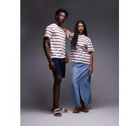 Dickies - York - T-shirt in tessuto pesante a righe color bianco sporco e rosso XS
