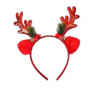 Dickly Cerchietto con corna di natalizio, accessori decorativi per capelli da travestire, Rosso