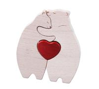 Dickly Puzzle di Legno di Famiglia Orso con Creatività Amante Del Cuore, Puzzle di Orso in Legno per Mamma, Genitori, Regali di Compleanno di Natale, 2 orsi, Taglia unica