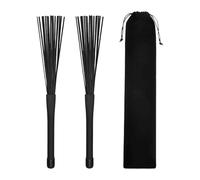 Dickly Spazzole per batteria Spazzole per percussioni Manico estensibile regolabile e confortevole con borsa in tessuto per suonare strumenti a percussione, Nero