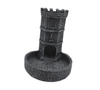 Dickly Torre dei Dadi con Vassoio da Parete Intagliato Vassoio da Lancio dei Dadi Decorazione del Tavolo in Resina Gioco di Ruolo da Tavolo, Nero Grigio