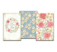 Dicksons 5.5 x 8.5 inch Inspirational Pocket Notebook Journal Set (3-Pack) - Ecclesiastes 9:7 'Eat and Drink with Joy!' Country Floral Wreath Mini Bound Memo Pads