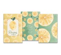 Dicksons 5.5 x 8.5 inch Inspirational Pocket Notebook Journal Set (3-Pack) - Watercolor Lemon Citrus Recipes Design, Psalm 34:8 Scripture Mini Bound Memo Pads