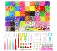 DICLLY Elastici per Braccialetti,4000+ 40 Colori Bracciale Elastici Colorati Loom Bands Kit 54 Griglia,Kit Elastici per Braccialetti Fai Da Te con Accessori Varie Perline e Loom Band