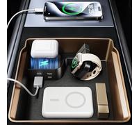 DICMKY Tesla USB Hub Charger & Center Console Organize per Model 3 Highland 2024-2025 e nuovo modello Y Juniper 2026, docking station a 4 porte per telefono/cuffie/orologio/tablet accessori di