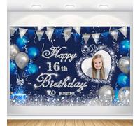Dicodes Personalizzato Banner di Happy Birthday Personalizzato Forniture di Festa di Compleanno Fotografia Banner Decorazione Sfondo Interno ed Esterno Cintura Decorazione Foto(Amore blu navy)