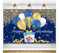 Dicodes Personalizzato Banner di Happy Birthday Personalizzato Forniture di Festa di Compleanno Fotografia Banner Decorazione Sfondo Interno ed Esterno Cintura Decorazione(Palloon blu navy)
