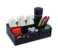 DICOSMETIC 1 organizer per bar da caffè, supporto per stazioni di caffè, accessori da bancone neri, organizer per caffè con scomparti in legno, porta cialde per tazze da tè, agitatori da cucina