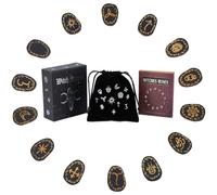 DICOSMETIC 1 set di rune in legno di grandi dimensioni con pietra runica vichinga, colore nero, rune fatte a mano, con custodia e manuale di istruzioni per principianti, divinazione e meditazione