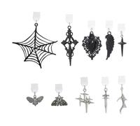 DICOSMETIC 10 pezzi 10 stili, tappi per la polvere, confezione grande, gotico, tipo C, porta di ricarica, ciondolo per cellulare, in plastica, con ciondolo a forma di spada a forma di cuore