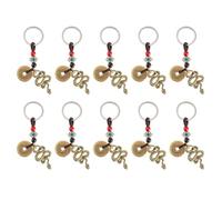 DICOSMETIC 10 portachiavi Feng Shui cinese in ottone con serpente cinque imperatori amuleto portafortuna portafortuna serpente portafortuna ciondoli con moneta per casa, auto, zaino, borsa