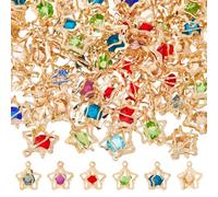 DICOSMETIC 100 ciondoli in ferro a forma di stella con cristallo e pietra di nascita colorata ciondolo in metallo cavo piccolo ciondolo appeso per la fabbricazione di gioielli
