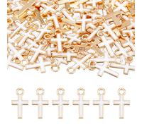 DICOSMETIC 100 Pezzi Pendenti Croce All'ingrosso Lega Smalto Croce Pendente Bianco Croci Religiose Pendenti Oro Cristiano Gioielli Pendenti Preghiera Per Bracciali Fabbricazione di Collane