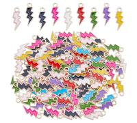 DICOSMETIC 100 pz 10 Colori Flash Charms in Lega Smaltato Pendenti Lampo Oro Pendenti Fulmine Celeste Charms Appeso per la fabbricazione di gioielli fai da te
