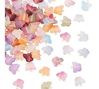 DICOSMETIC 100 Pz Ciondoli Farfalla Acrilica Colorata Ciondoli Farfalla Smerigliata Ciondoli Insetto Vola con Accessori in Ottone Dorato Ciondoli Bulk per Creazione di Gioielli, Foro: 2.5mm