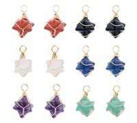 DICOSMETIC 12 ciondoli a forma di stella Merkaba, 6 stili, con pietre preziose naturali, per la creazione di gioielli, foro: 5-5,5 mm, Pietra, Avventurina