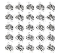 DICOSMETIC 120 ciondoli a cervello in lega di stile tibetano 3D ciondoli per l'anatomia umana testurizzata, ciondoli di teschio gotico, in argento antico, per la fabbricazione di gioielli