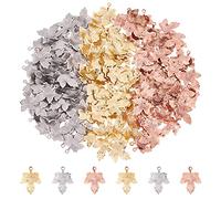 DICOSMETIC 150Pcs 3 Colori Acciaio Inossidabile Foglia d'Acero Ciondoli Oro e Oro Rosa Creazione di Gioielli Pendenti e Ciondoli per Fai da Te Creazione di Gioielli, Foro: 1mm