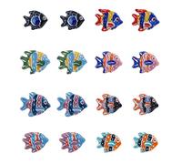 DICOSMETIC 16 Pz 8 Colori Perline di Pesce in Porcellana Perline Distanziatrici di Pesce Multicolore Perline Sfuse di Animali dell'Oceano Hawaii Perline Estive per La Creazione di Gioielli, Foro: 2mm