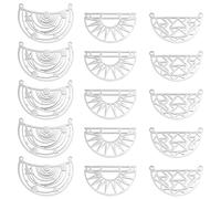 DICOSMETIC 18Pcs 3 Ciondoli In Acciaio Inossidabile Stile Mezzo Tondo Cerchio Connettore Charms Figura Geometrica Filigrana Falegnami Ciondolo con Fascino Link per Fai Da Te Creazione di Gioielli