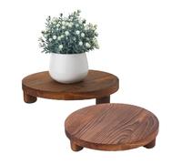 DICOSMETIC 1Pc Sostegno Rotondo In Legno Scolpito 10" Pedestal In Stile Rustico per Pianta Camel Vassoio per Mostrare In Cucina per Interni Esterni Sapone Piante Candele Tazze